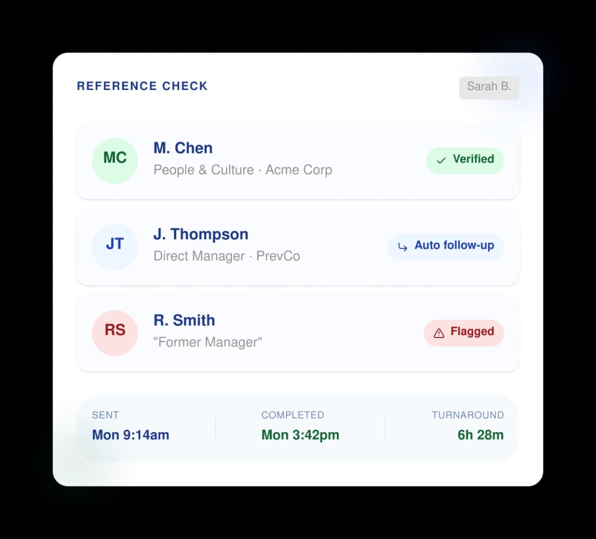 Reference Check UI